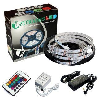 Zitrades Non Waterproof 16.4 Ft RGB Color Changing Kit with LED Flexible Strip+24key Controller+IR Remote box and 12 Volt 4 Amp Power Supply with DC jack 5.5x2.1mm By Zitrades   String Lights