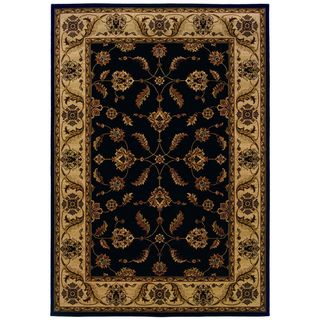 Updated Traditional Black/ Ivory Area Rug (710 X 1010)