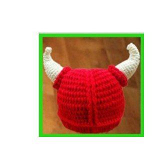 Red Color Crochet Hats Winter Cartoon Hat Handmade Animal Knitted Hat Christmas Gifts Child Viking Baby Hat Crochet Hat: Clothing