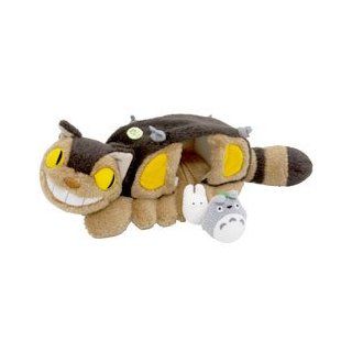 Studio Ghibli My Neighbor Totoro 13" long Cat Bus plush with one grey and one white Totoros: Toys & Games