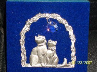 Lindsay Claire Fine Pewter 2 Cats Suncatcher   Decorative Hanging Ornaments