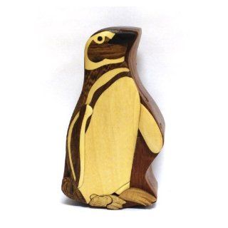 Wood Intarsia Puzzle Box   Penguin: Toys & Games
