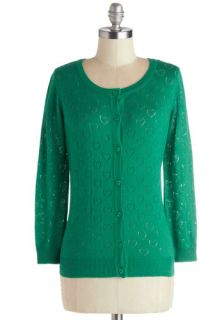 Less is Amour Cardigan in Emerald  Mod Retro Vintage Sweaters