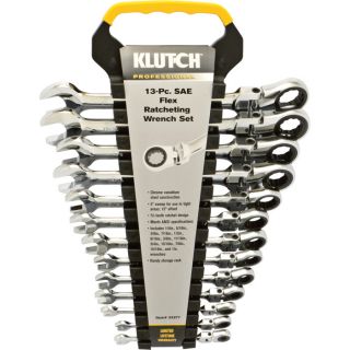 Klutch Flex Ratchet Wrench Set — 13-Pc., SAE, 1/4in.–1in.  Flex   Ratcheting Wrench Sets