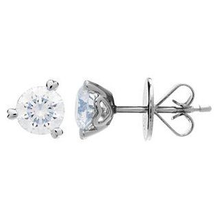 Three Quarter Carat Round Brilliant Diamond Solitaire Earrings Carat Total Weight 0.75: Stud Earrings: Jewelry