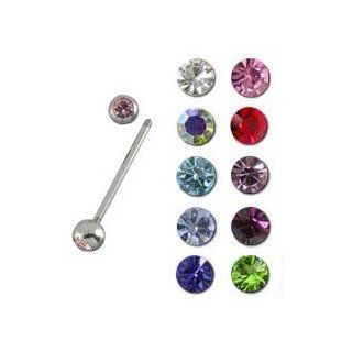 green 14g Barbell with Double Sided Gems Nipple Ring: Health & Personal Care
