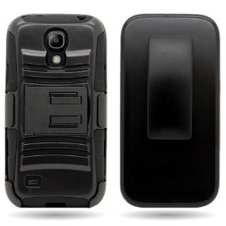 CoverON Hybrid Heavy Duty Case with Hard Kickstand Belt Clip Holster for Samsung Galaxy S4 S IV mini   Black Cell Phones & Accessories