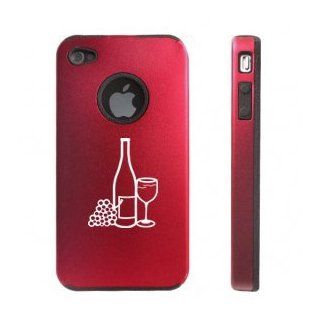 Apple iPhone 4 4S 4G Red D1164 Aluminum & Silicone Case Cover Wine Bottle Glass: Cell Phones & Accessories
