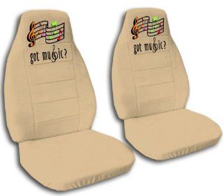 2 front, tan musical note seat covers, for a 2007 Chevy Cobalt. Side airbag friendly.: Automotive