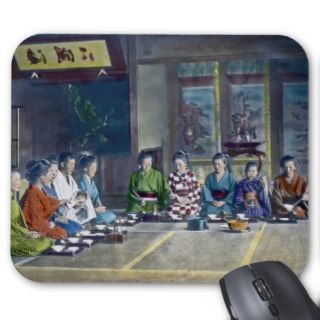 Traditional Japanese Family Meal Hand Tinted 家族 Mouse Pad