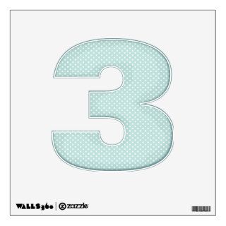 Pastel Aqua Polka Dot   Number 3 Wall Decor