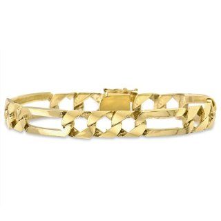 Men's 14K Yellow Gold Figaro Link Bracelet 10.0 mm: Jewelry