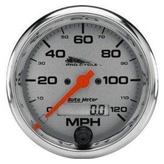 Auto Meter 3 3/8in. Electronic Speedometer   120 mph   Silver Face 19352: Automotive