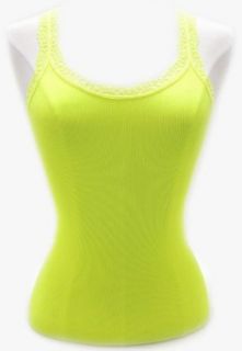 Womens Seamless Rib & Lace Tank Top, Neon Yellow at  Womens Clothing store: Tank Top And Cami Shirts