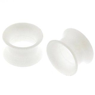 White Flexible Silicone Flesh Tunnel Plugs   1/2" (12.7 mm)   Sold as a Pair: Body Jewelry Plugs: Jewelry