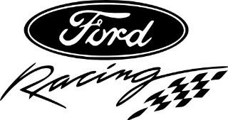 JP Vinyl Design   Ford Racing Logo with Checkered Flag  Vinyl Decal   6"   Black: Automotive