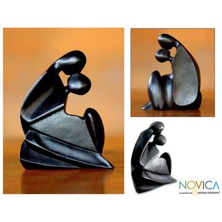 Handcrafted Suar Wood 'First Kiss' Sculpture (Indonesia) Novica Statues & Sculptures