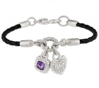 Judith Ripka Sterling Braided Bracelet with Charms —