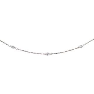 Neda Behnam DFAC 14k White Gold 1/3ct TDW Diamond Station Necklace (G H, SI1 SI2) Diamonds for a Cure Diamond Necklaces