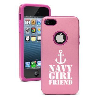 Apple iPhone 5 5S Pink 5D4667 Aluminum & Silicone Case Cover Navy Girlfriend Anchor: Cell Phones & Accessories