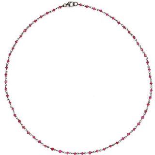 Genuine Ruby Beads Chain Necklace Sterling Silver Fashion Jewelry Jewelry