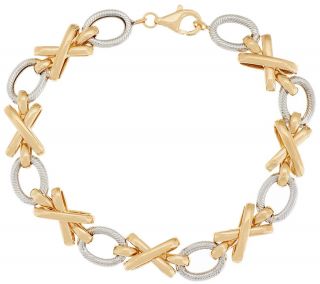 14K Gold 7 1/4 Status Link XO Design Bracelet, 6.1g —
