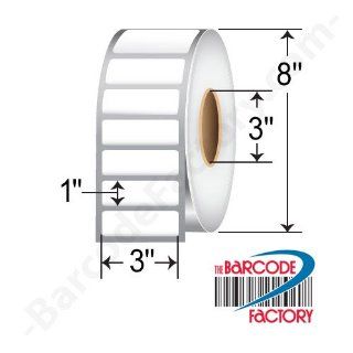 (10000303 B) BarcodeFactory 3x1 Direct Thermal Label [3" Core, 8" OD, 5500/Roll, 8 Rolls/Case] : Shipping Labels : Office Products