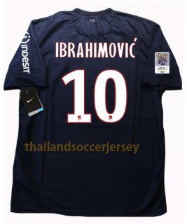 IBRAHIMOVIC' #10 Number Revised New 12 13 S/S PSG Paris Saint Germain Home Football Shirt Soccer Jersey Full L 1 Version (US Small) : Sports & Outdoors