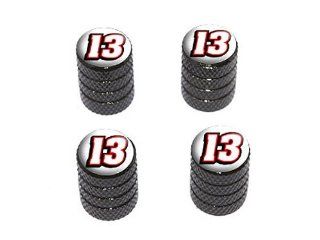 13 Number Thirteen   Tire Rim Wheel Valve Stem Caps   Black Automotive