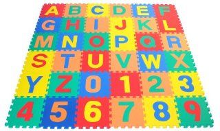 Alphabet & Numbers Interlocking Soft Tiles   Each Mat: 12" x 12" x ~9/16" Thick : Ewonderworld : Baby