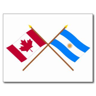 Canada and Argentina Crossed Flags Postcards