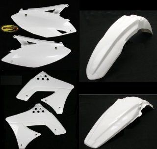 White Plastic Kit Fits Kawasaki Kx250f 2009 2012 Fender Plate with Keepitroostin Sticker: Everything Else