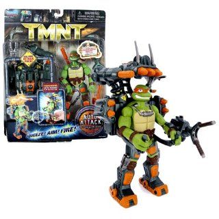 Playmates Year 2007 Teenage Mutant Ninja Turtles TMNT Movie Auto Attack Series 6 Inch Tall Action Figure Set   MICHELANGELO with Nunchaku and Dual Mode Attack Pack Toys & Games
