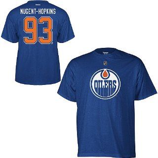 Edmonton Oilers Ryan Nugent Hopkins Blue Name and Number T Shirt : Football Apparel : Sports & Outdoors