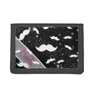 Monogram Space Funny Mustaches Black Galaxy Nebula Wallet