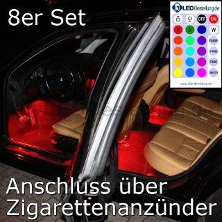 8er Set RGB LED KFZ Fussraumbeleuchtung fr Zigarettenanznder: Auto
