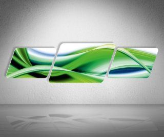 Kontur Wandbild   Jack Dyrell Flowing Green   Format: 130x34cm   3 teiliges Bild   Aufhngfertig ohne Bohren durch EASY FIX Klebe System   Kunstdruck moderne, schwebende Optik, abstraktes Wandbild, dekoratives Design Element: Küche & Haushalt
