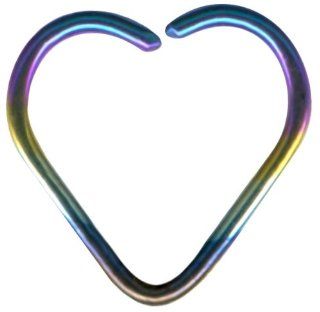 Rainbow Tiny Bendable Heart Captive Ring Niobium Daith Jewelry Heart Shaped Cartilage Earring 18g Earring No Tools Needed Valentines Day Gift for Her: Body Piercing Rings: Jewelry