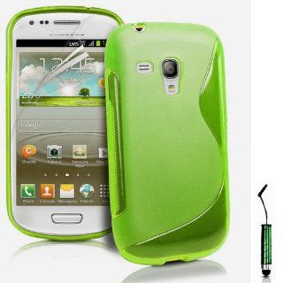 Samsung Galaxy S3 mini GT I8190 Case Tasche Hlle Etui Schutzhlle Schutzfolie, Reinigungstuch, Mini Eingabestift AOA CasesTM (Grn): Elektronik