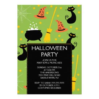 Halloween Party Invitation Fun Witch Pattern