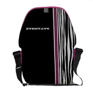 Zebra Stripe Black Pink Racing Stripe Messenger Commuter Bags