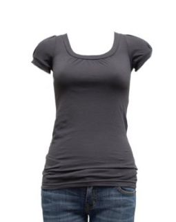 Ladies Simple Scoop Neck Short Sleeve Cotton Spandex Top at  Womens Clothing store