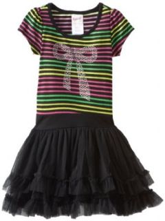 Nannette Girls 2 6X 1 Pieced Striped Bow Dress: Clothing