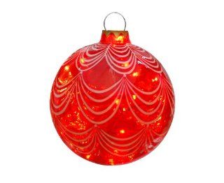 Barcana Illuminated Fiberglass 12 1/2 Inch Sandstone Draped Ball, Red   Christmas Ball Ornaments