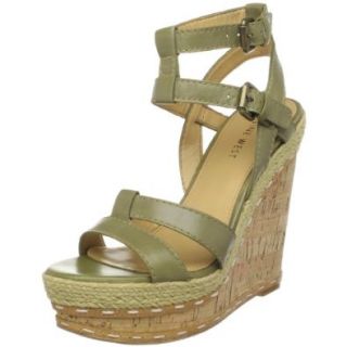 Nine West Women's Bottos Ankle Strap Jute Wedge,Natural Leather,9.5 M US: Shoes