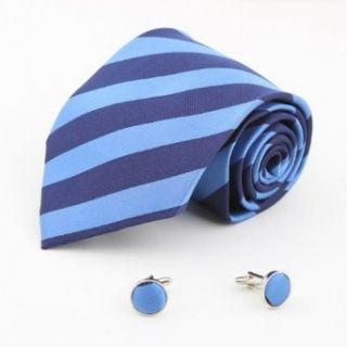 8124 Blue Stripes Silk Ties Cufflinks Personalised Shandmade Set By Y&G at  Mens Clothing store
