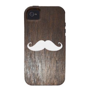 Funny White Mustache on oak wood background iPhone 4/4S Cases