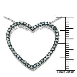 Malaika Sterling Silver 1/2ct TDW Blue Diamond Open Heart Necklace Malaika Diamond Necklaces