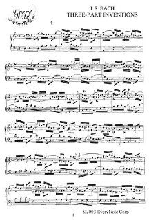 Bach J.S. 3 Part Inventions Invention No. 4 Instantly  and print sheet music J.S. Bach Books