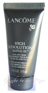 Lancome High Resolution Refill 3x Anti wrinkle Cream   .5 Oz Travel Size Tube: Health & Personal Care